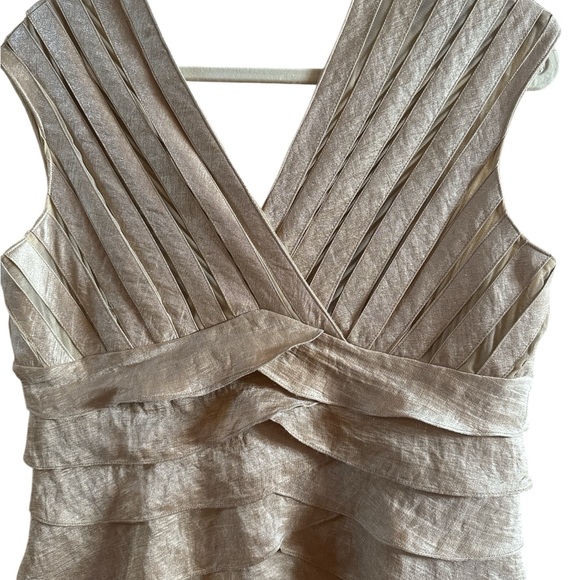 Spiegel Woman’s Size 10 Champagne Gold Ruffled Tiered Cocktail Dress Wedding - Picture 3 of 10